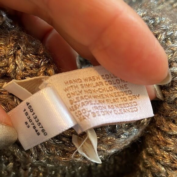 Chico’s gold & silver metallic cowl neck open weave long sleeved sweater - Picture 10 of 10